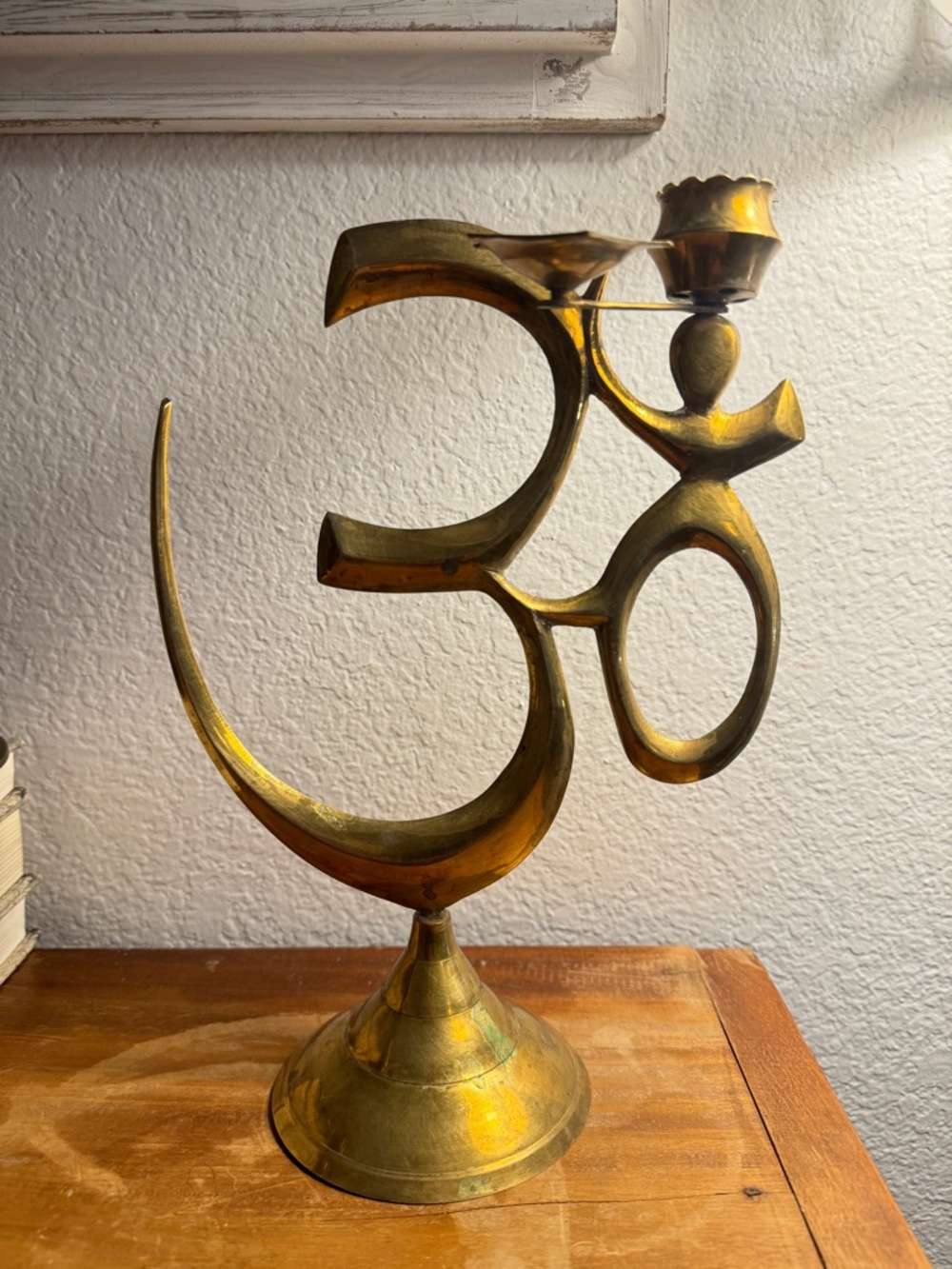 Vintage Aesthetic Handmade Brass Om Shape Incense Stick Holder/Stand 11”